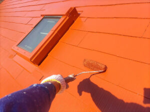 11月2日多摩区、スレート屋根　上塗り２